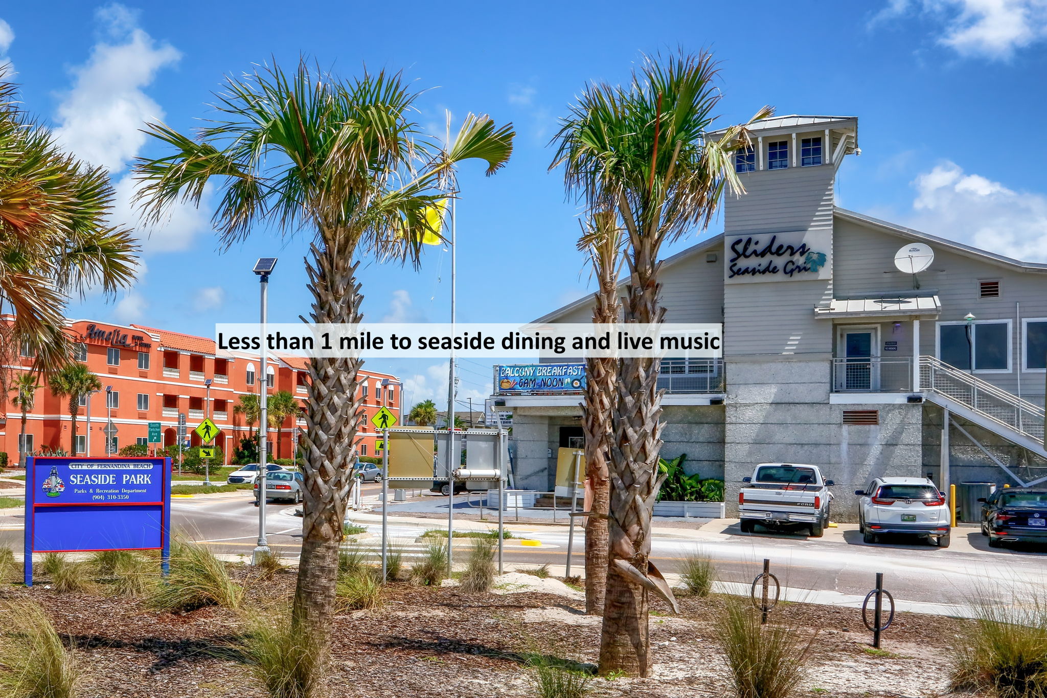 Enjoy the numerous beachside dining and music venues nearby ...