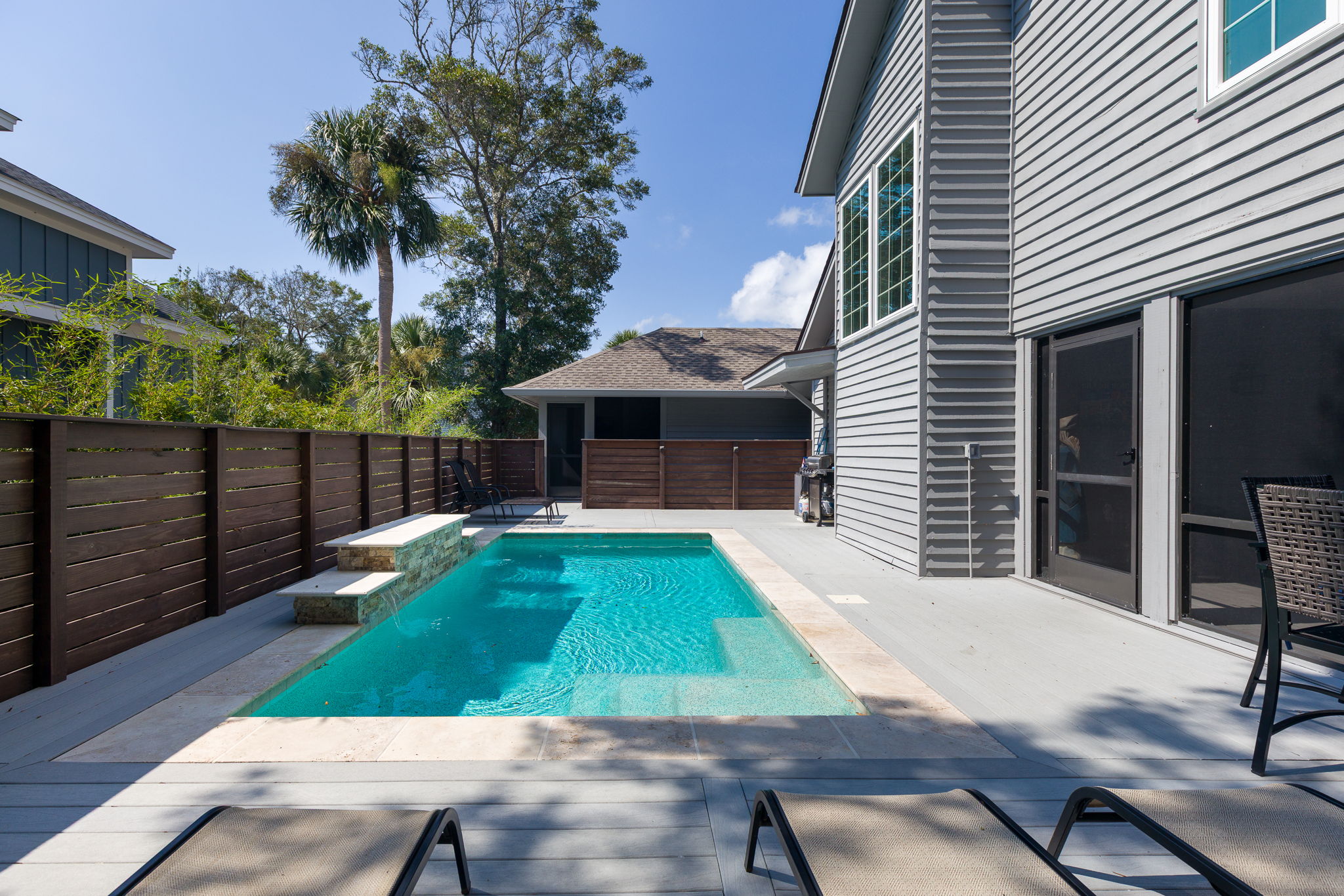 Stunning elevated pool with fountain feature.