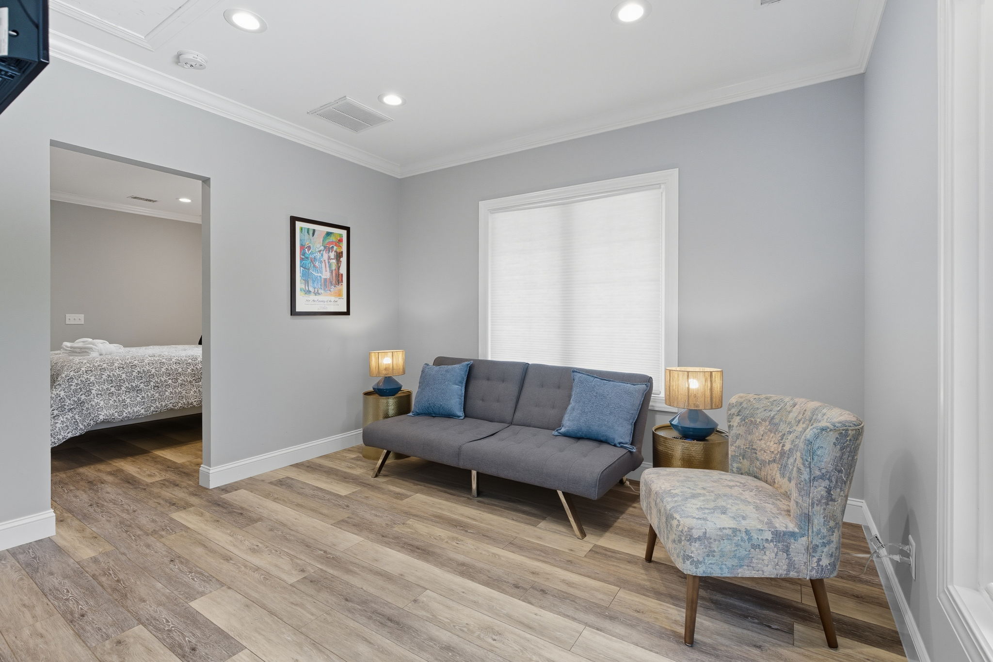 Teen Annex with sitting area w/ sofa that converts to a bed.