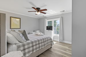 A Queen bedroom is off the living area in the In-law/Nanny suite