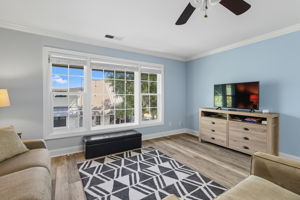 The In-law/Nanny Suite has a large flat screen TV and loads of natural light.