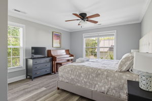 A sunny King bedroom is in the In-law/nanny suite.