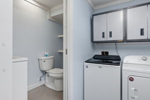 A full-size washer and dryer and bathroom is in the Man Cave.