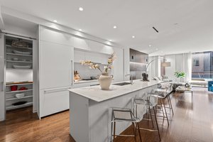 Kitchen - 10 ft Center Island: Marble Waterfall Countertop