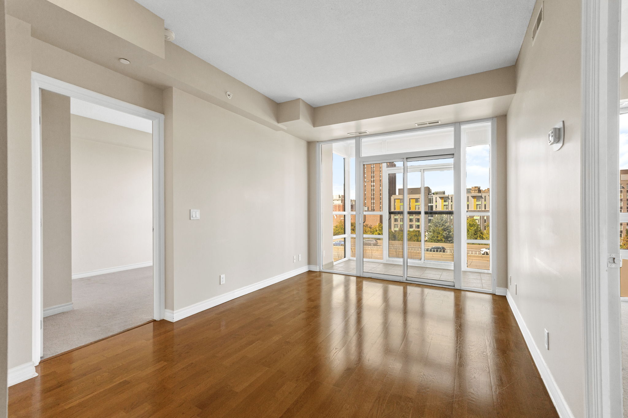 Floor to ceiling windows with balcony