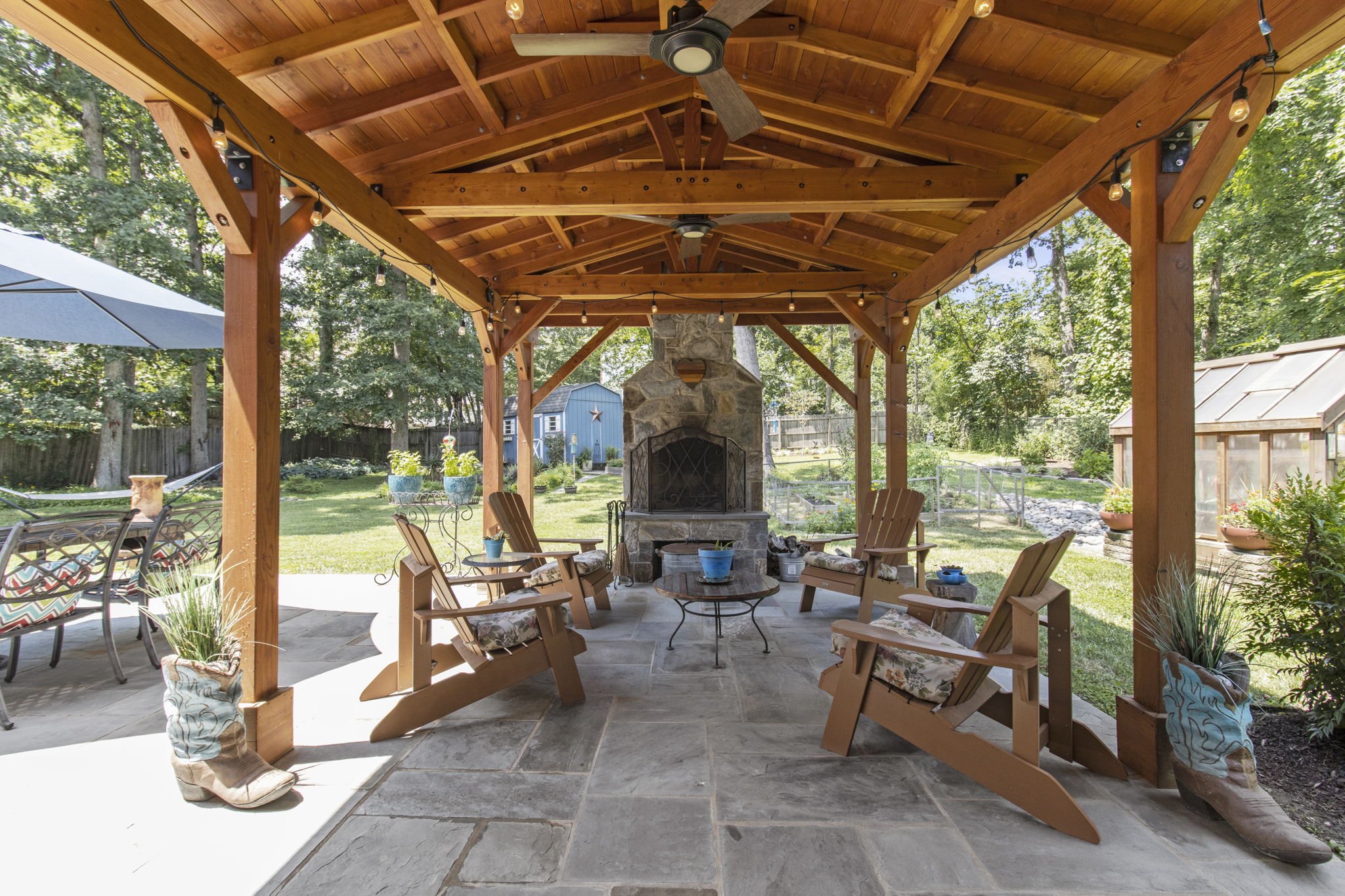 Redwood Pavilion with Fireplace