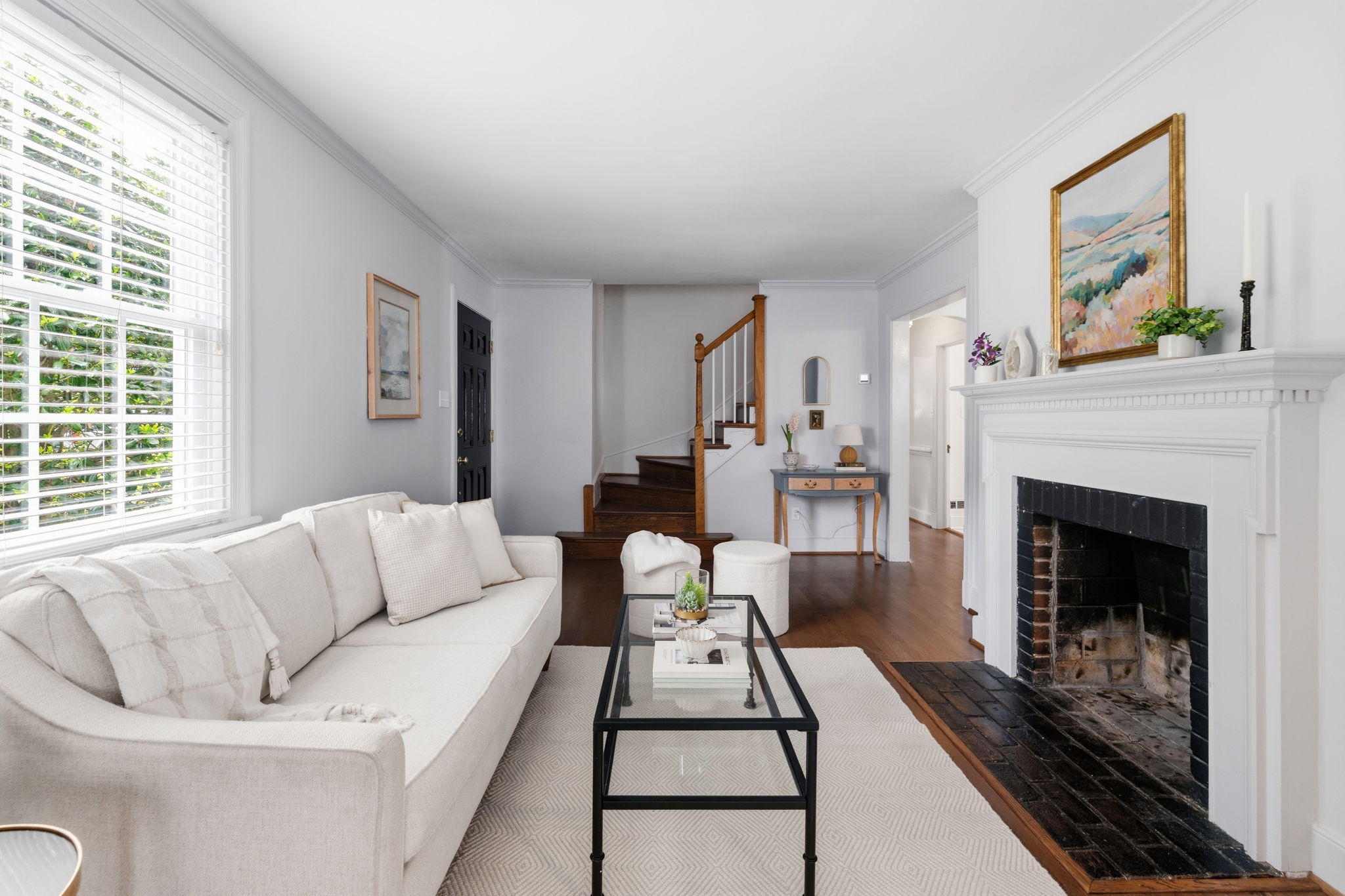 Replacement vinyl windows let in plenty of natural light.