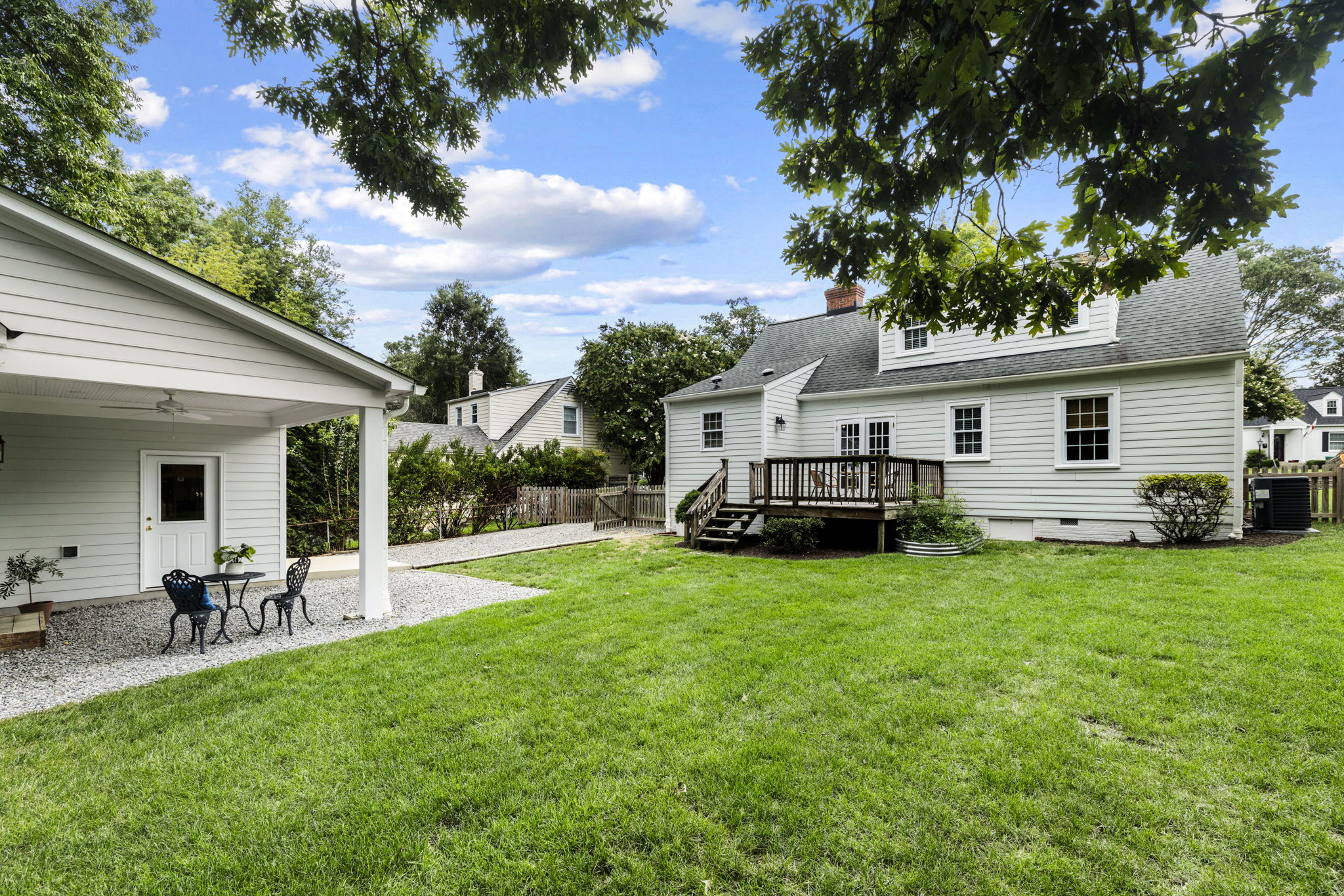 Multiple crawl space entries with window well style drainage systems & numerous outdoor living spaces.