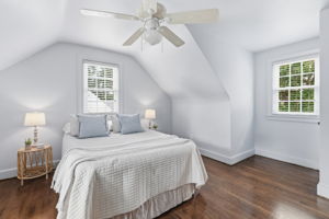 Spacious 2nd floor bedroom has recently refinished hardwood floors, nice closet, and an overhead ceiling fan.