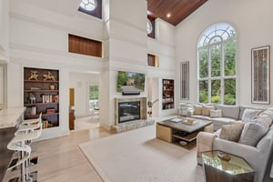 Great Room w/Double Volume Cherry Ceiling
