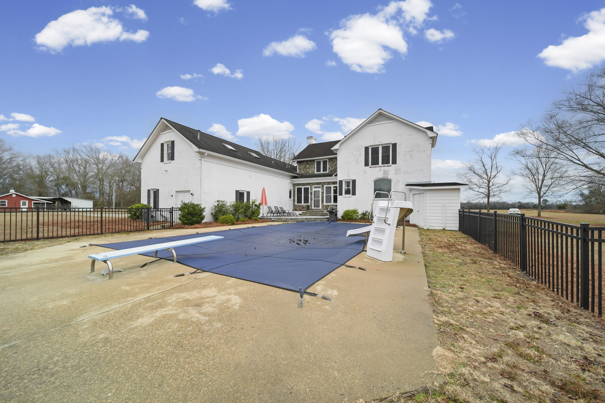 Pool with Slide and Diving Board