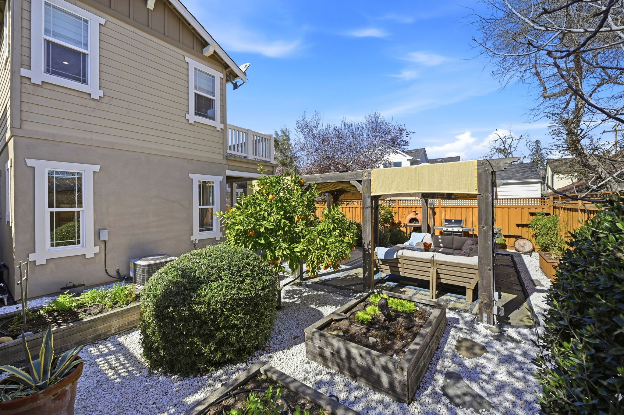 Raised beds and fruit trees!