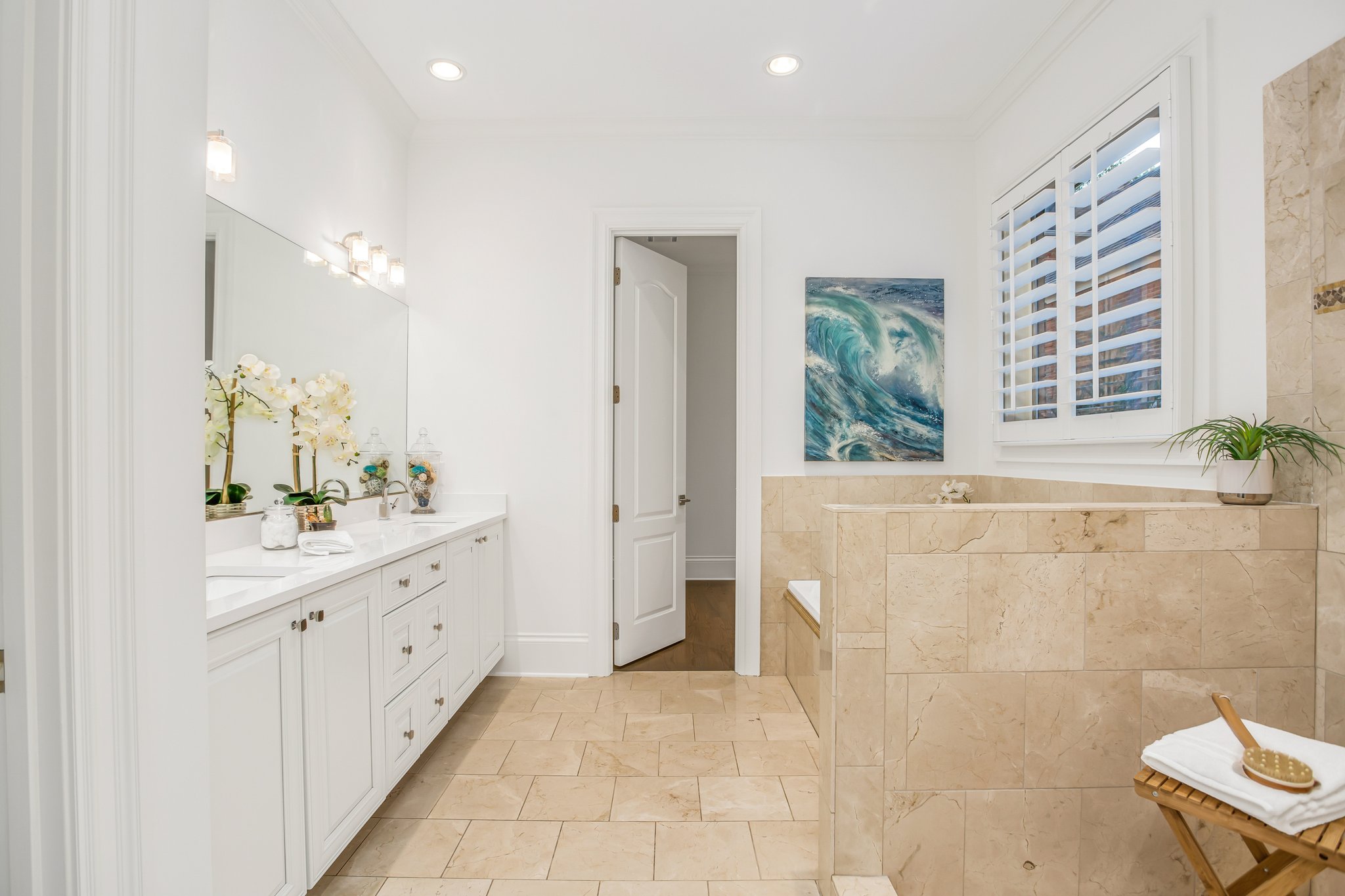 The upstairs master bath