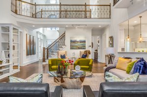 Reverse view of great room. Basement stairs at the rear.
