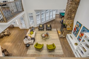 Overhead view of great room from upper level