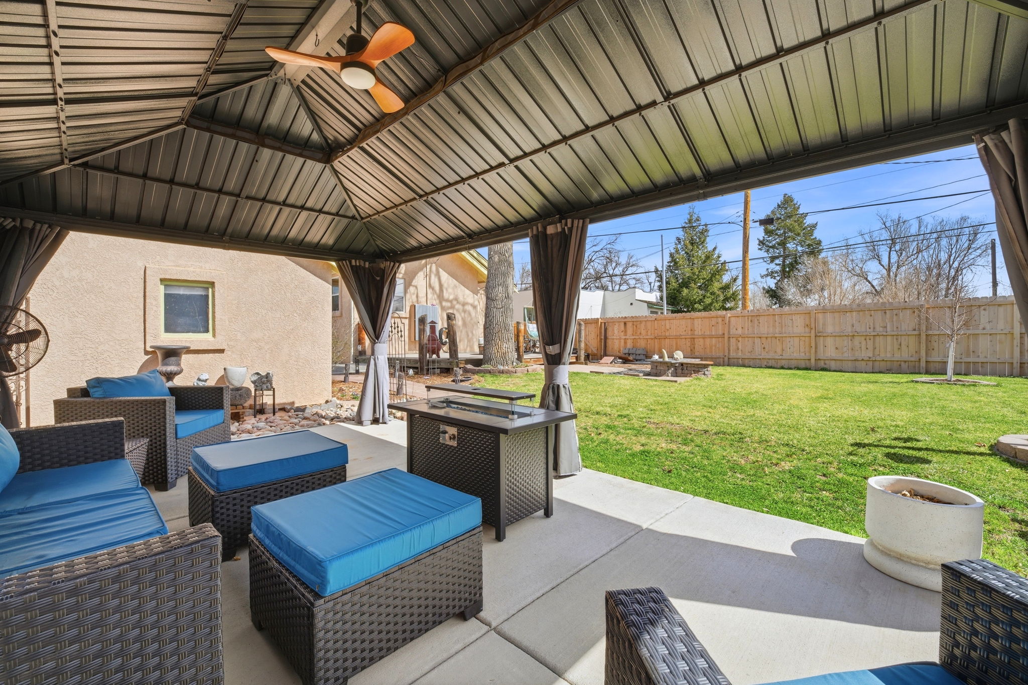 Gazebo sits on Large Concrete Pad
