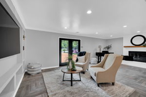 Don't forget the built-in shelving and swivel TV mount to accommodate your guests
