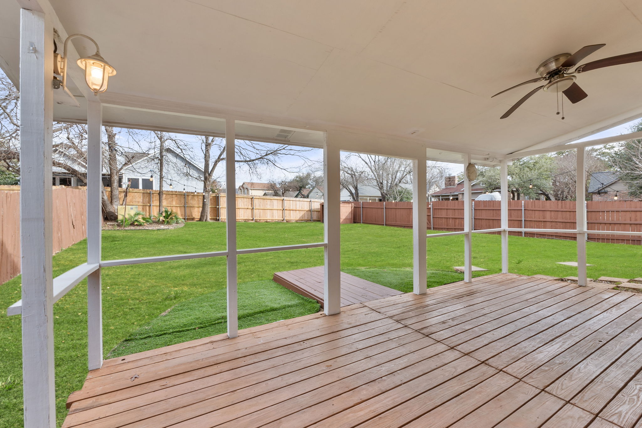 A feature of this back patio already has electricity installed. This offers you the potential to easily screen in the patio area, providing additional living space.