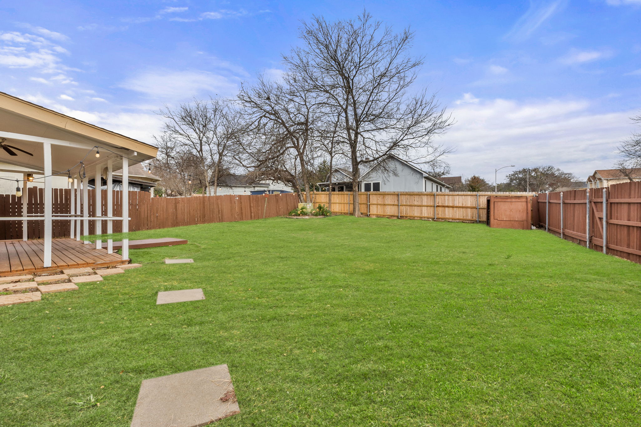 Large backyard offers an opportunity to use for the future owner's  needs.