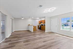 Bright open living area with flexible layout.