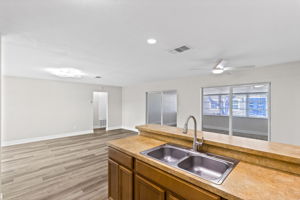 Bright open living and dining spaces.