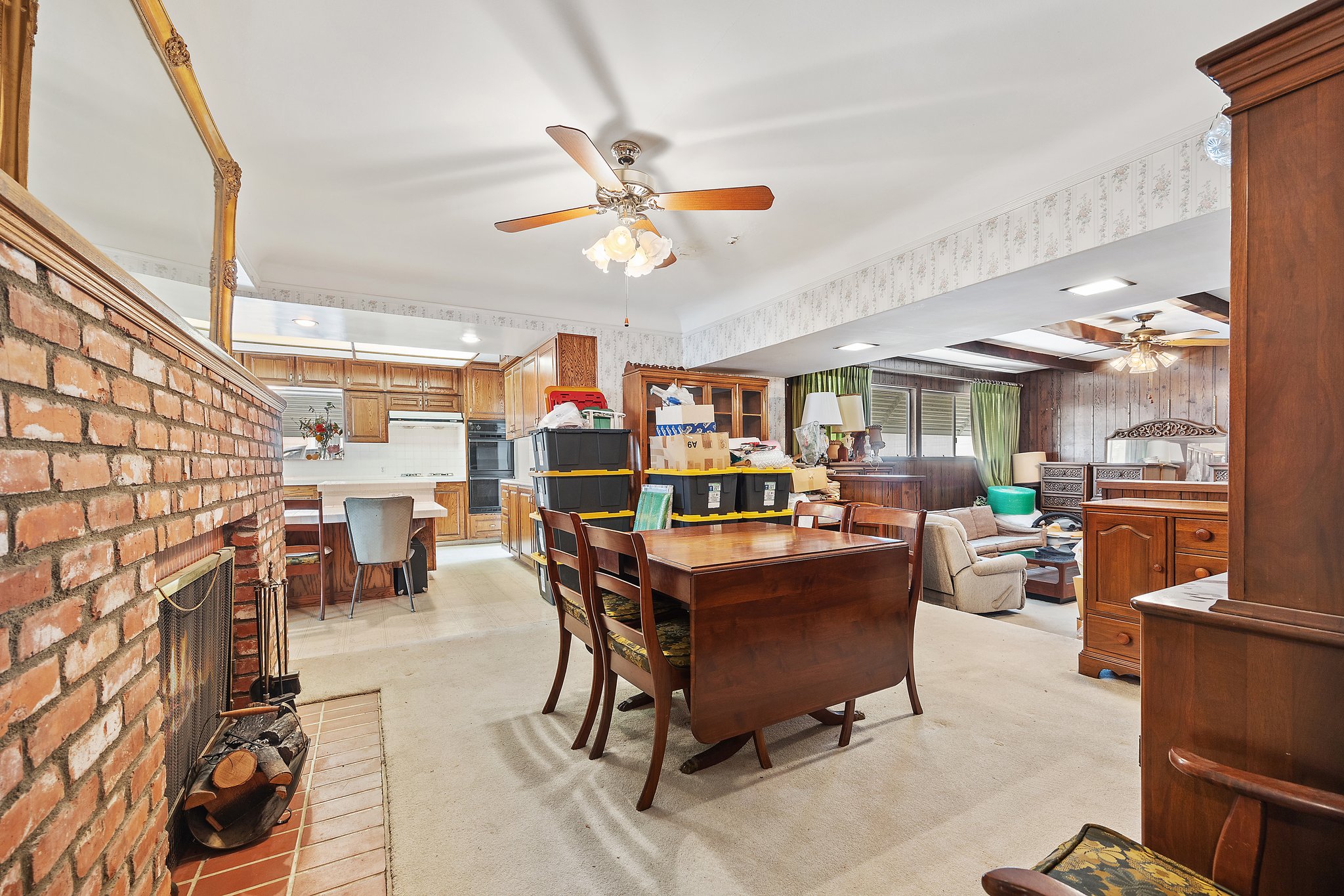 formal dining room with fireplace