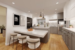 Virtually staged Kitchen with breakfast island