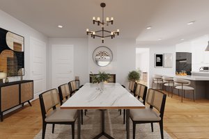 Virtually staged Dining with Fireplace