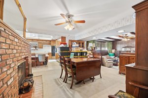 formal dining room with fireplace