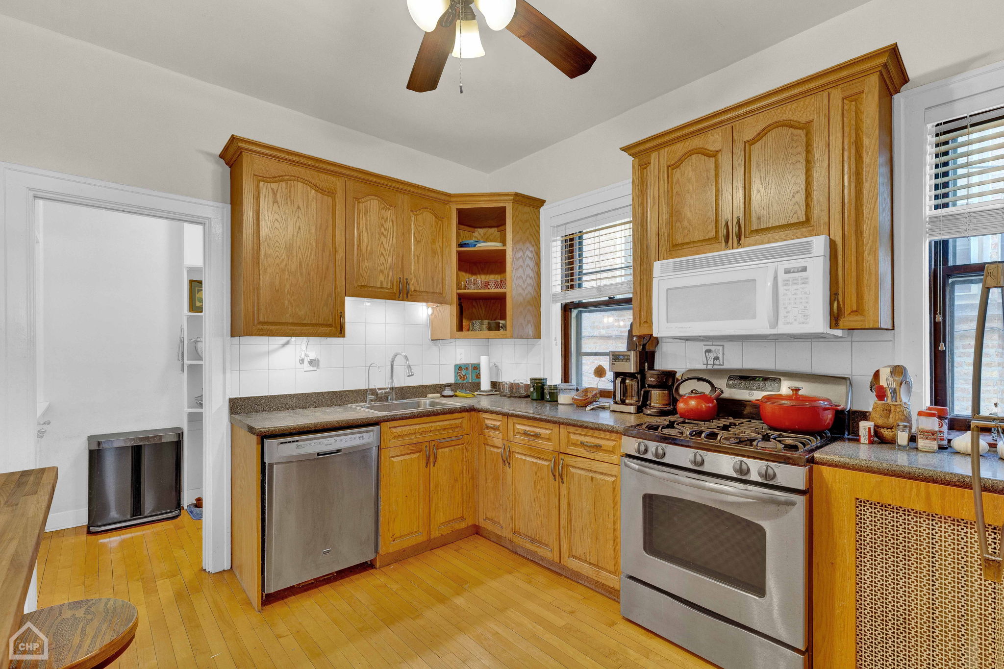 Stainless steel appliances including dishwasher, first floor kitchen