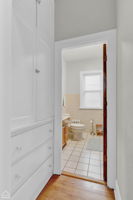 Built-in linen closet with drawers, in both units