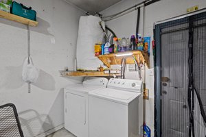 Washer/dryer in garage.