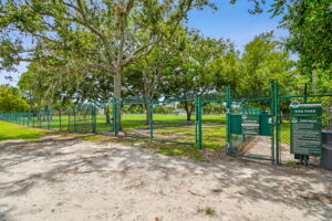 Dog park — fenced, with gate