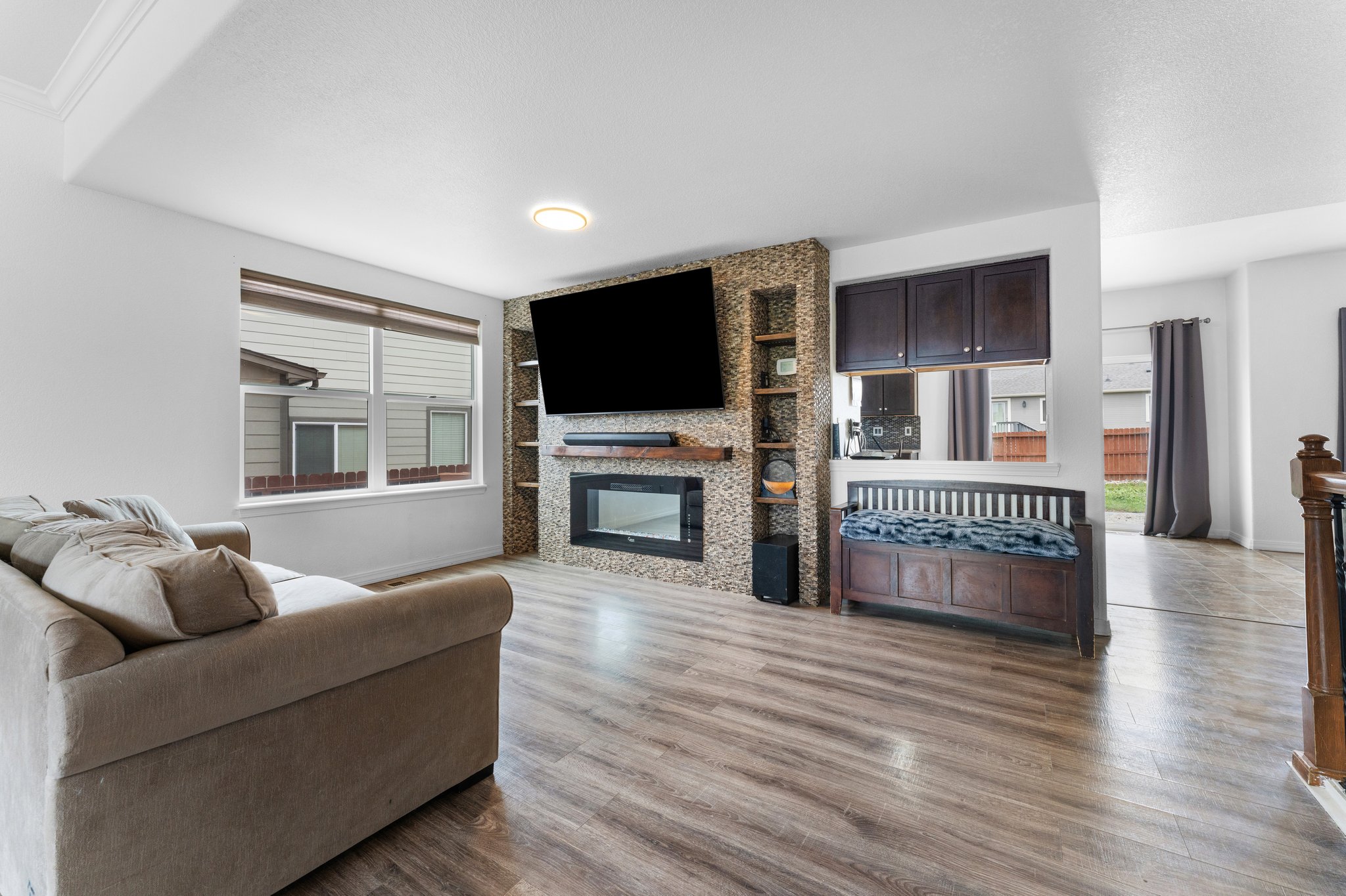 Main Level Living Room with Electric Fireplace
