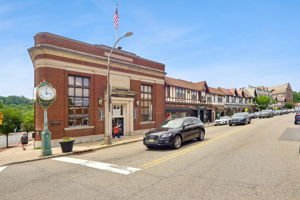 The landmark clock at Upper Montclair Plaza is a familiar meeting point in a neighborhood made for lingering.