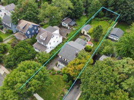 From above, the scale of the approximately 50-by-234-foot lot becomes clear: about 0.27 acre with exceptional depth and possibility.
