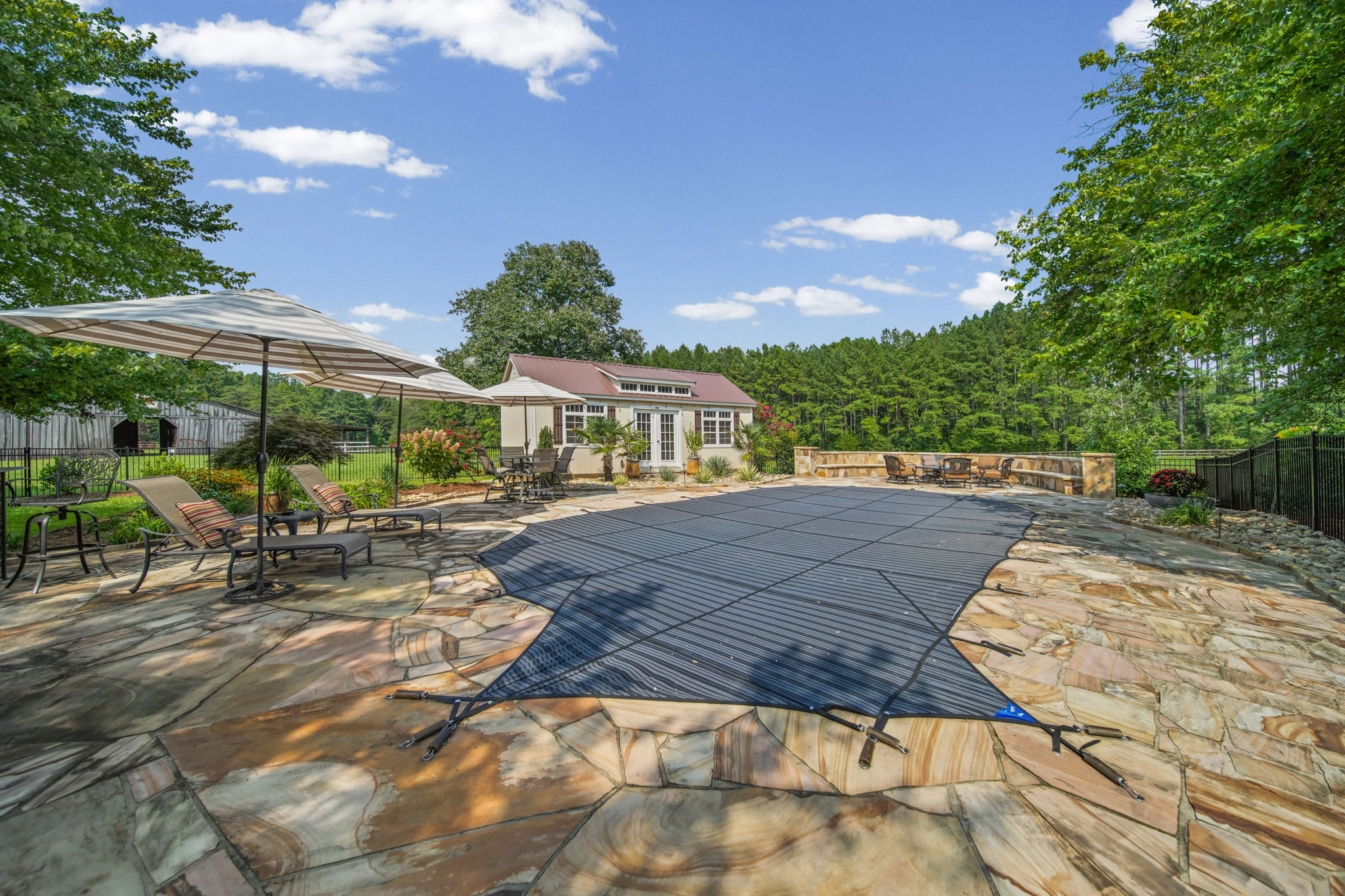 Expansive Stone Pool Deck