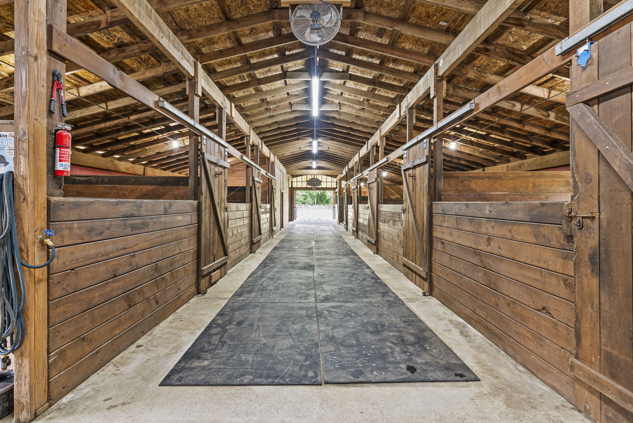 Rare attached 9-stall barn.