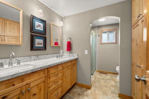 Large, updated main-floor bathroom with plenty of storage