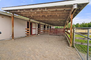 Five covered paddocks, one open paddock, and direct access to the surrounding pastures.