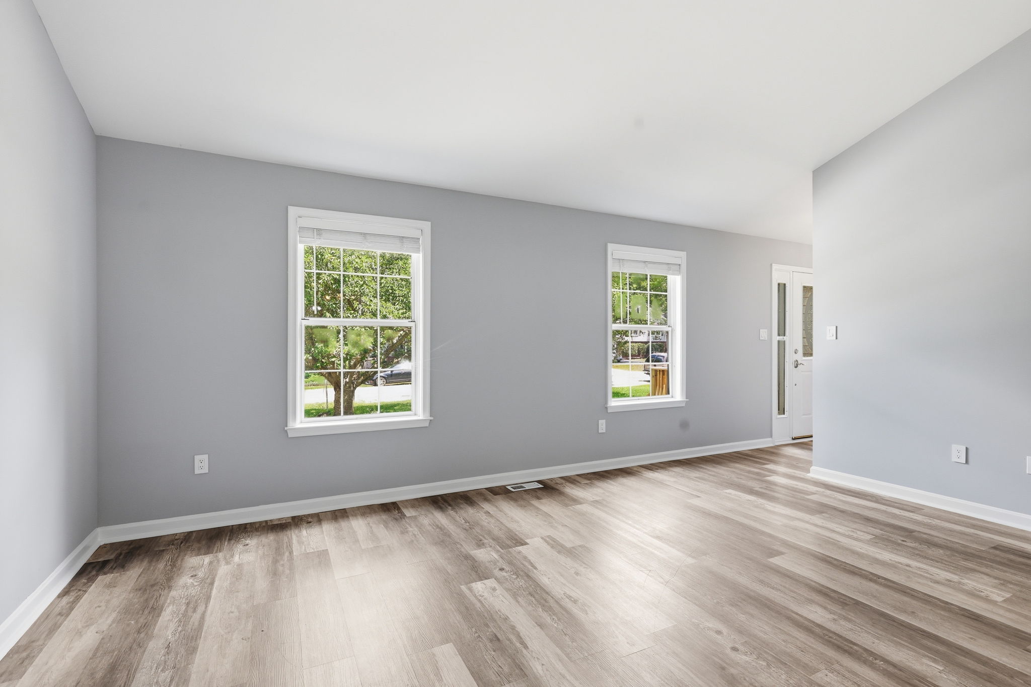 Living room with vaulted ceiling