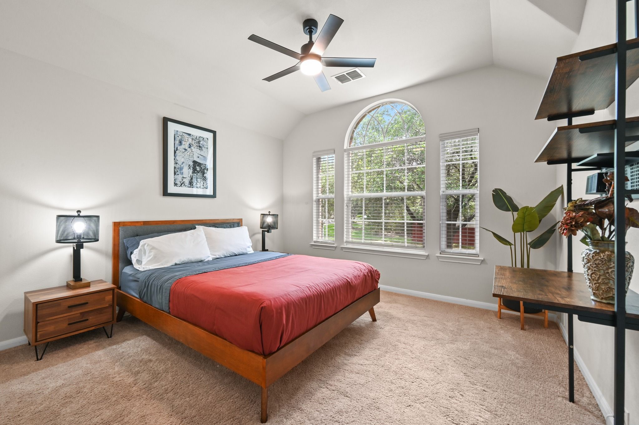 Front Bedroom Upstairs. New Ceiling Fan. Tall Ceilings. Tons of Light.