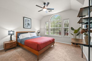 Front Bedroom Upstairs. New Ceiling Fan. Tall Ceilings. Tons of Light.
