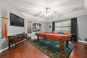 The pool table and TV convey!