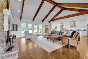 Hewn Beams Highlight the Vaulted Ceiling