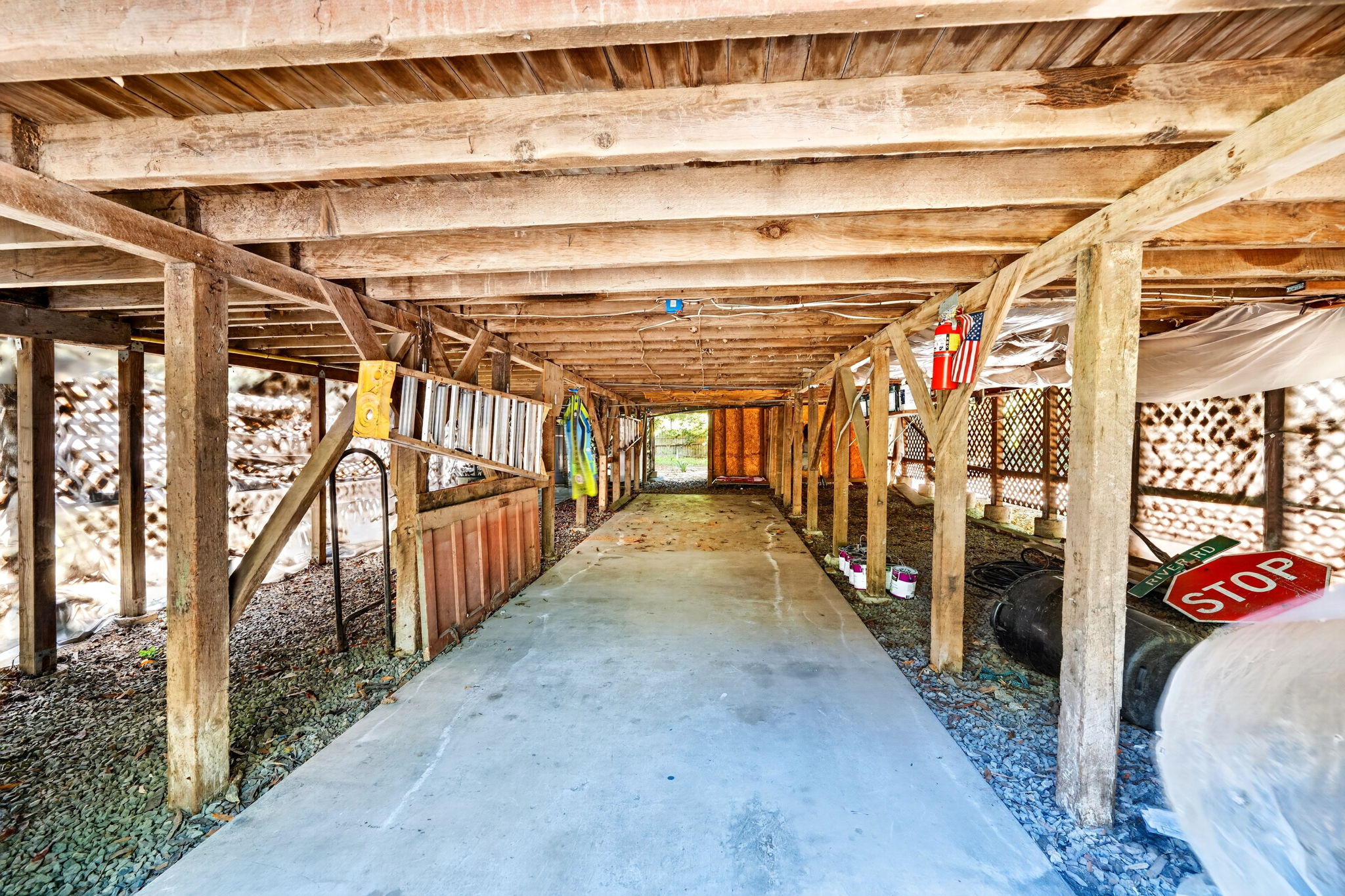 Under the house storage area.