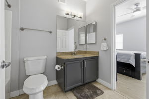 Second full bathroom connects hallway & bedroom.