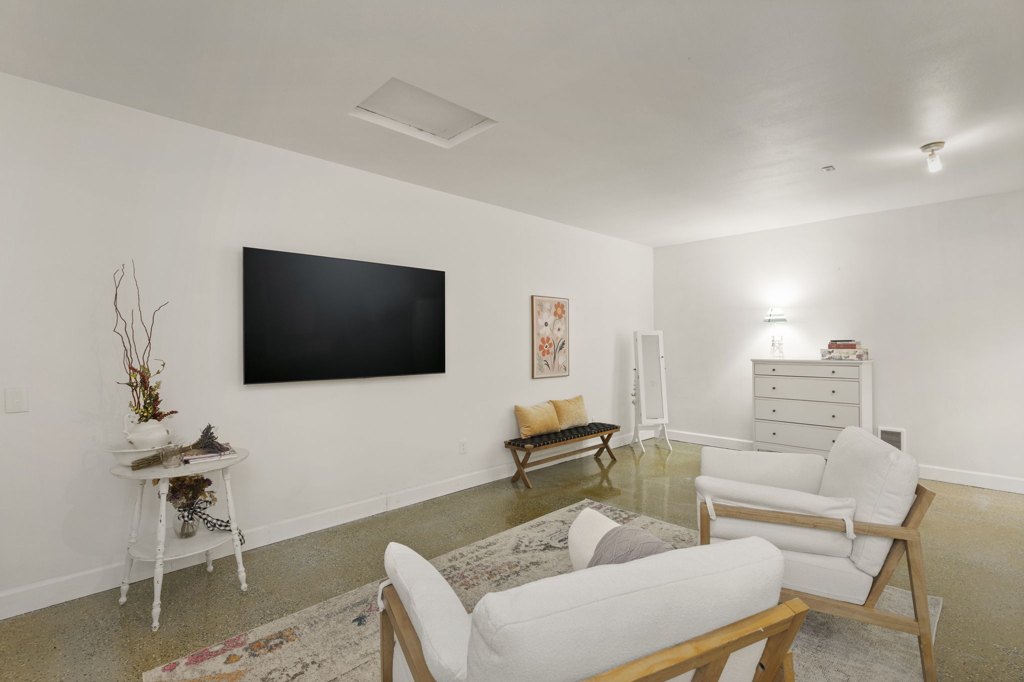 Converted 2 car garage space with kitchen...could be easily converted back to garage.