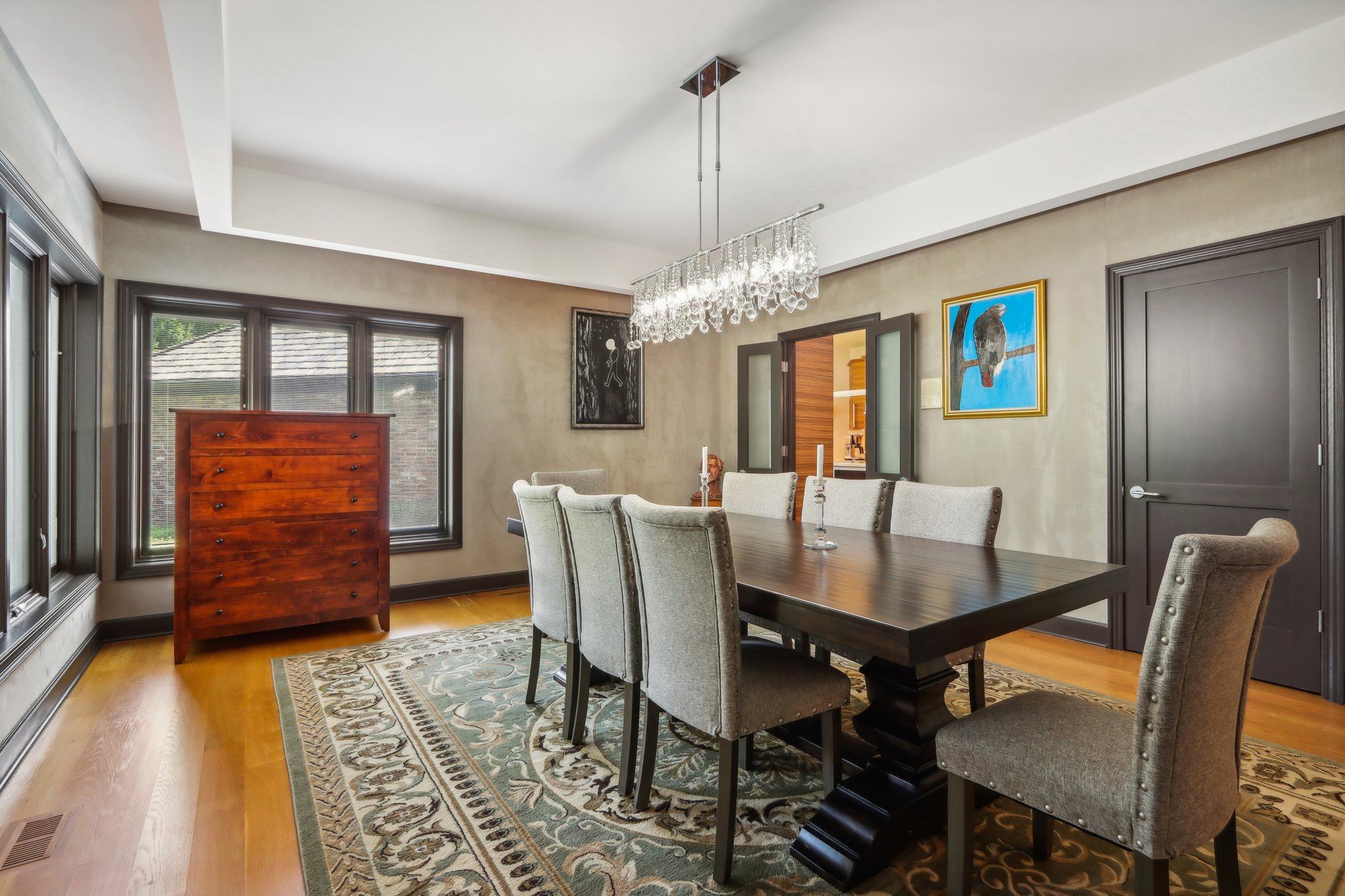 Formal dining room with oversized walk-in china closet