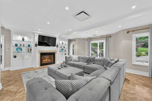 Basement Family Room with Fireplace and Built-Ins